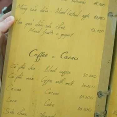 Thực đơn- Cafe Tâm Trà Quán