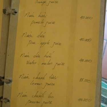 Thực đơn- Cafe Tâm Trà Quán