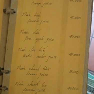 Thực đơn- Cafe Tâm Trà Quán