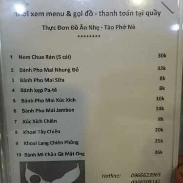 Thực đơn- Cafe Tào Phớ Nè - Thái Thịnh