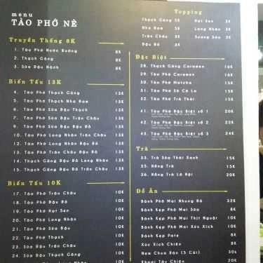 Thực đơn- Cafe Tào Phớ Nè - Thái Thịnh