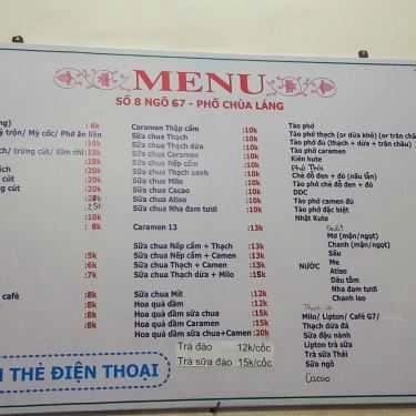 Thực đơn- Ăn vặt Tào Phớ - Ngõ 67 Chùa Láng