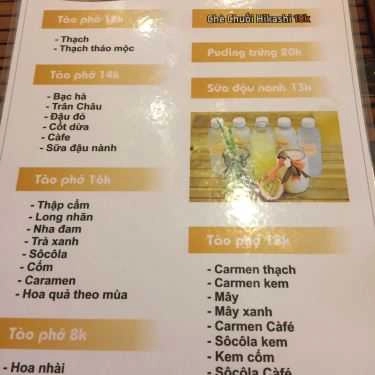 Thực đơn- Ăn vặt Tào Phớ ToFu - Nguyễn Du