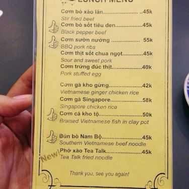 Thực đơn- Tea Talk Cafe & Bakery