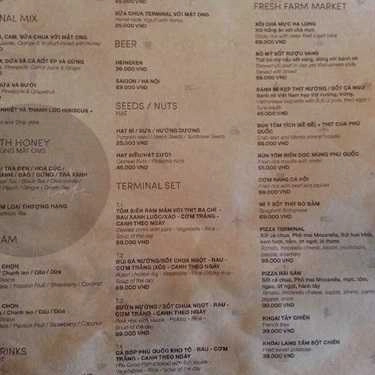 Thực đơn- Terminal Cafe - Times City