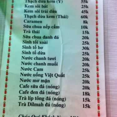 Thực đơn- Cafe Kem & Thạch Dừa Đồng Tháp