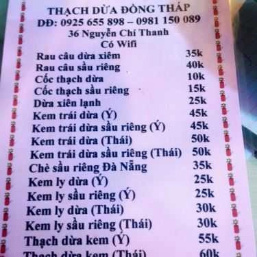 Thực đơn- Cafe Kem & Thạch Dừa Đồng Tháp