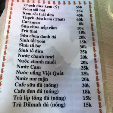 Thực đơn- Cafe Kem & Thạch Dừa Đồng Tháp
