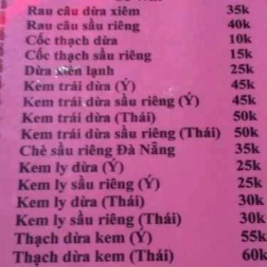 Thực đơn- Cafe Kem & Thạch Dừa Đồng Tháp