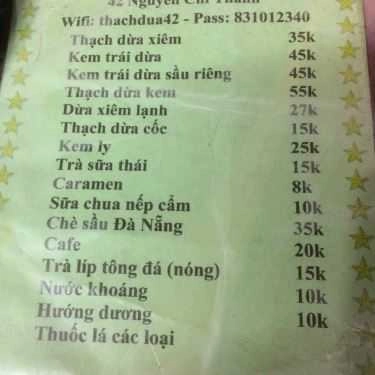 Thực đơn- Cafe Thạch Dừa Xiêm & Kem Trái Dừa