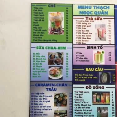 Thực đơn- Cafe Thạch Ngọc Quán - Chè & Đồ Ăn Vặt