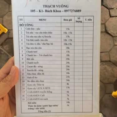Thực đơn- Ăn vặt Thạch Vuông - Thạch Kem Caramen
