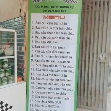 Thực đơn- Ăn vặt Thạch Xanh Quán - Thạch Rau Câu & Caramen