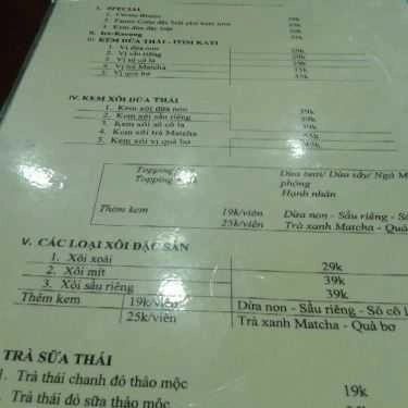 Thực đơn- Cafe Thai Siam - Nguyễn Trãi