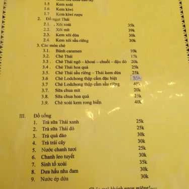 Thực đơn- Cafe Thai Taste - Đại Học Hà Nội