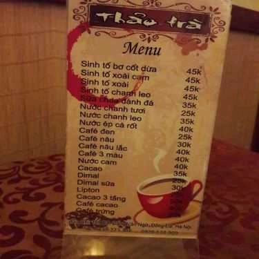 Thực đơn- Cafe Thảo Trà - Đặng Văn Ngữ