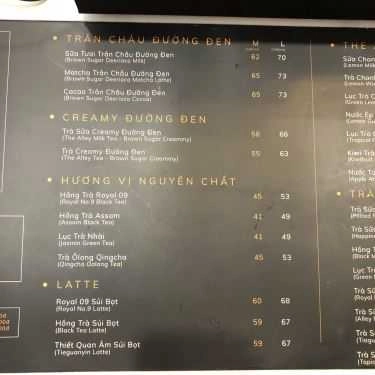 Thực đơn- Cafe The Alley - Trà Sữa Đài Loan - Lê Đại Hành