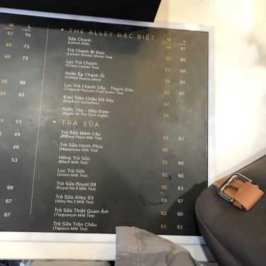 Thực đơn- Cafe The Alley - Trà Sữa Đài Loan - Lê Đại Hành
