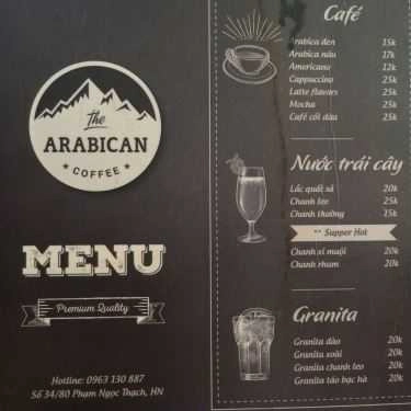 Thực đơn- The Arabican Coffee