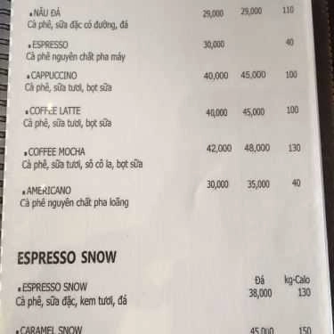Thực đơn- The Cafein