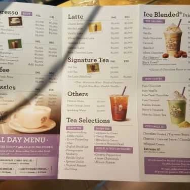 Thực đơn- The Coffee Bean & Tea Leaf - Cornerstone Building Phan Chu Trinh