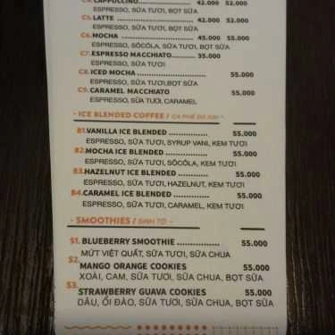 Thực đơn- The Coffee House - Rice City Linh Đàm