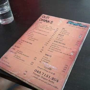 Thực đơn- Cafe The Hopper Koffie