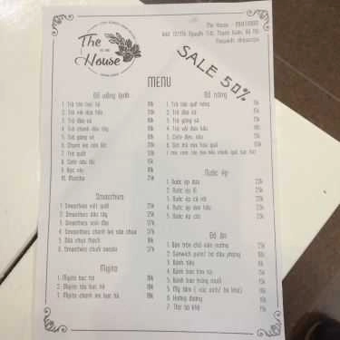 Thực đơn- The House Tea & Coffee