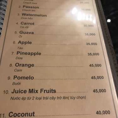 Thực đơn- The Passion Coffee - Drinks & Fastfood