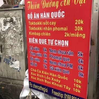 Thực đơn- Thiên Đường Ăn Vặt - Đồ Ăn Hàn & Xiên Que Tự Chọn