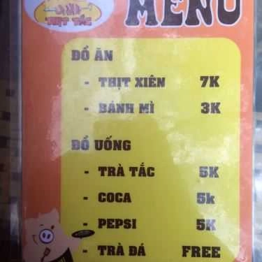 Thực đơn- Ăn vặt Thịt Tắc - Thịt Xiên Nướng & Trà Tắc