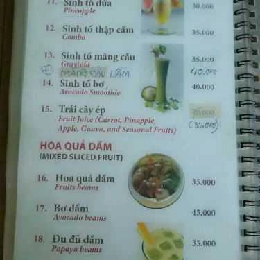 Thực đơn- Ăn vặt Thu Nga - Kem Xôi & Chè Thái