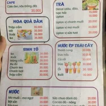 Thực đơn- Thuận Hòa Cafe - Quan Nhân