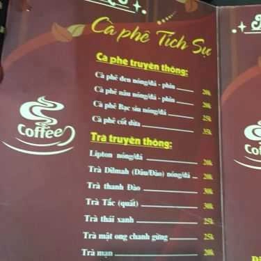 Thực đơn- Tích Sự Cà Phê