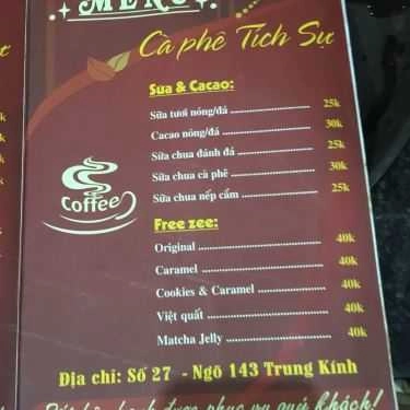 Thực đơn- Tích Sự Cà Phê