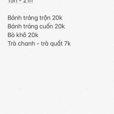 Thực đơn- Ăn vặt Tiệm Bánh Tráng Bôn Ba