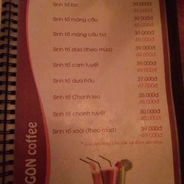 Thực đơn- Tigon Cafe