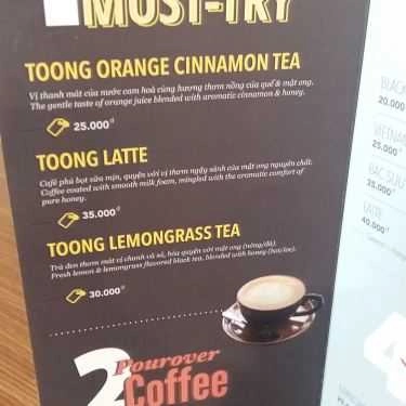 Thực đơn- Cafe TOONG Coworking Space - Hoàng Đạo Thúy