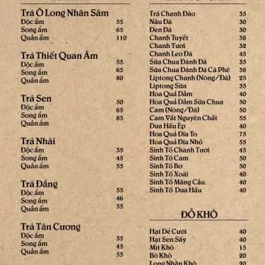 Thực đơn- Cafe Trà Hoa 293