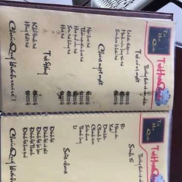 Thực đơn- Cafe Trà Hoa Quán - Hồ Văn Quán