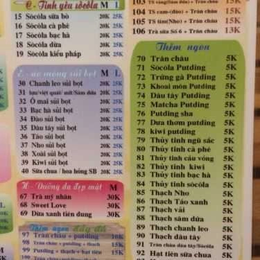 Thực đơn- Cafe Trà Sữa 100% - Tô Hiệu