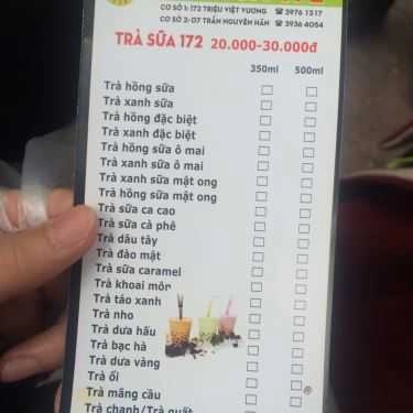 Thực đơn- Ăn vặt Trà Sữa 172 - Triệu Việt Vương