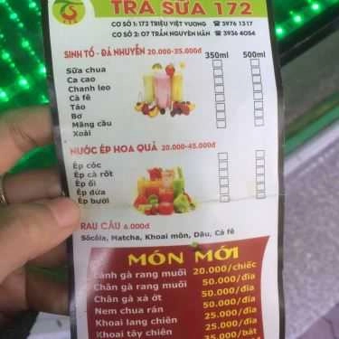 Thực đơn- Ăn vặt Trà Sữa 172 - Triệu Việt Vương