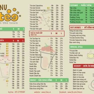 Thực đơn- Cafe Trà Sữa 2Tee