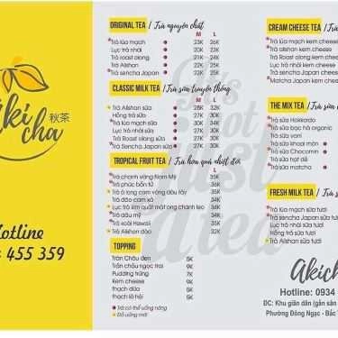Thực đơn- Cafe Trà sữa Akicha - Đông Ngạc