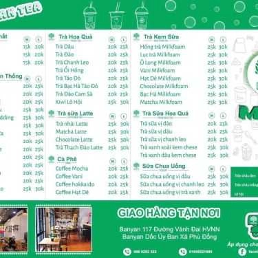 Thực đơn- Cafe Trà Sữa Banyan Tea