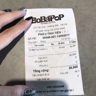 Thực đơn- Cafe Trà Sữa Bobapop - Tân Mai