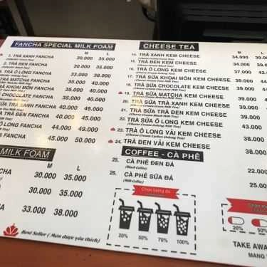 Thực đơn- Cafe Trà Sữa Fancha