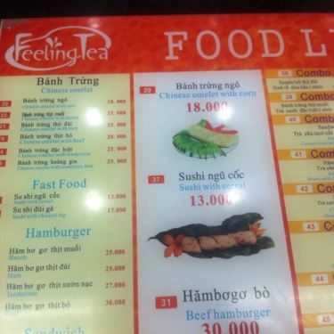 Thực đơn- Cafe Trà Sữa Feeling Tea - Đội Cấn