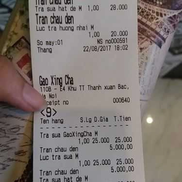 Thực đơn- Cafe Trà Sữa Gao Xing Cha